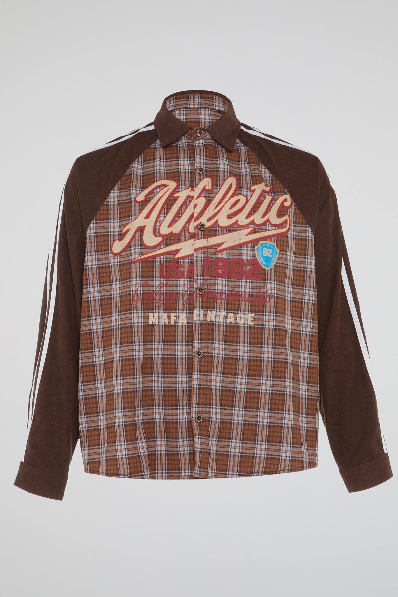 DUMIST KOREA BROWN TARTAN ATHLETIC JACKET SHIRT