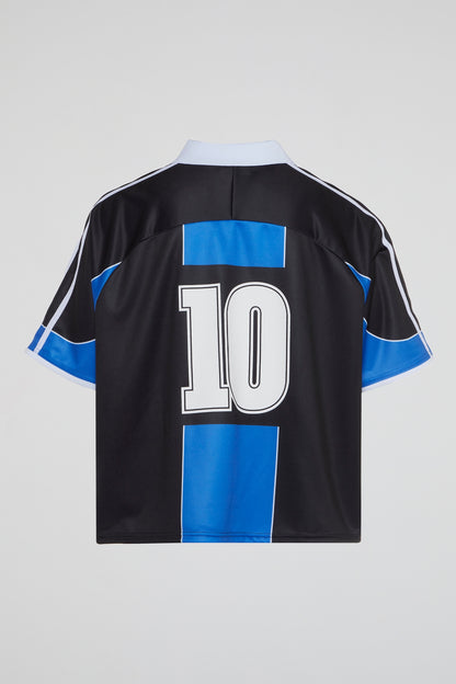 BHS CORPORATION BLACK & BLUE CROPPED SOCCER JERSEY