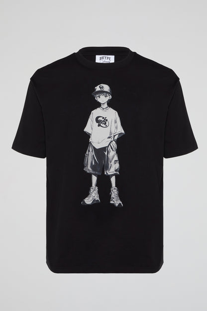 BHYPE SOCIETY CLUB MANGA CHARACTER BLACK TSHIRT