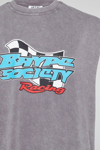 BHYPE SOCIETY RACING - STONE WASH SLEEVELESS TSHIRT TURQUOISE EDITION