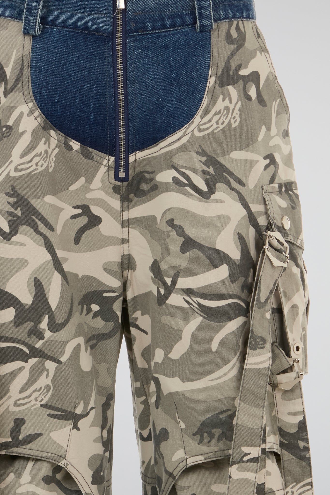 DUMIST - Y2K LOOSE STRAIGHT DENIM JEANS & BEIGE CAMO PATCHWORK