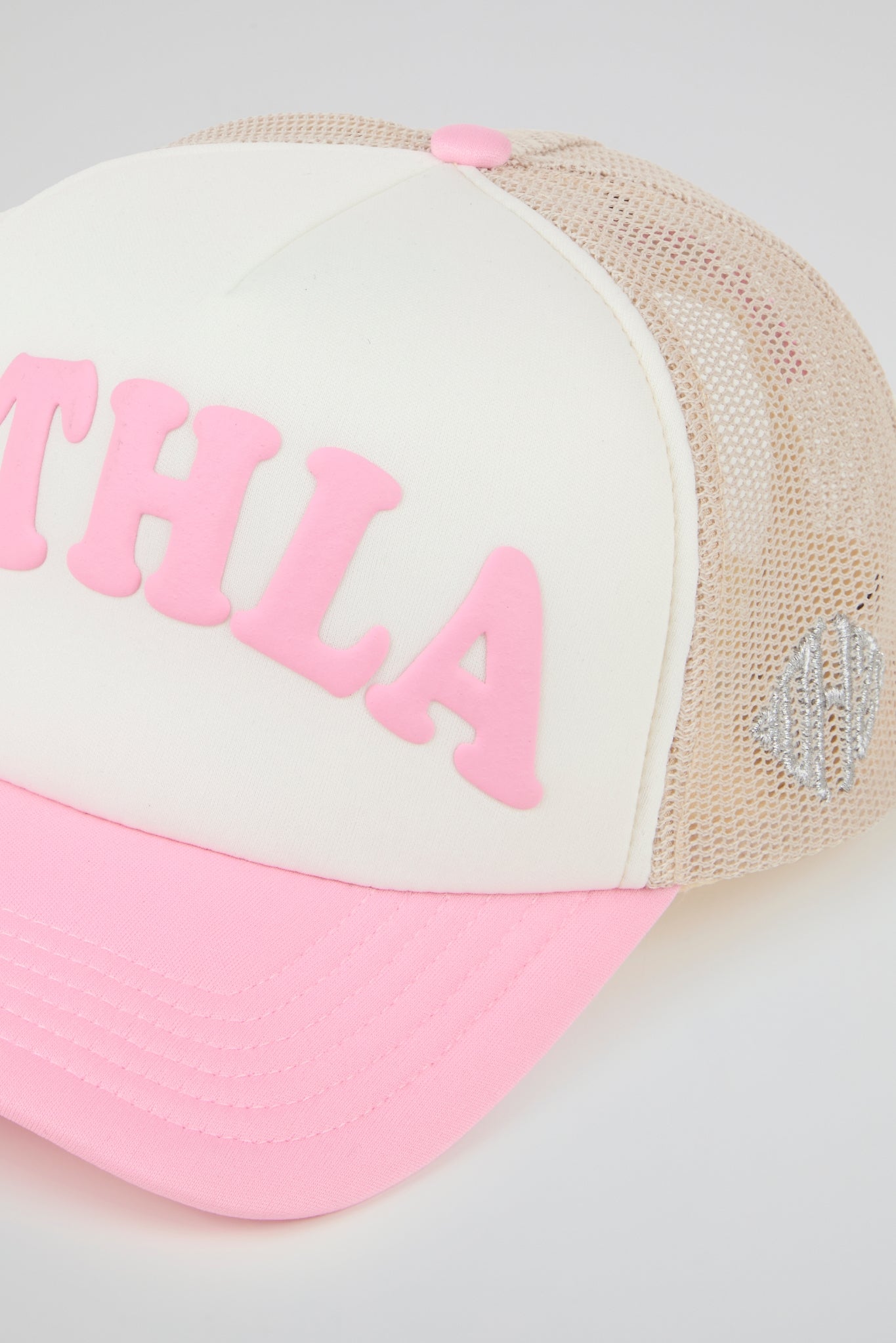 KTH KILL THE HYPE HAT - FOAM PINK & BEIGE TRUCKER HAT PINK