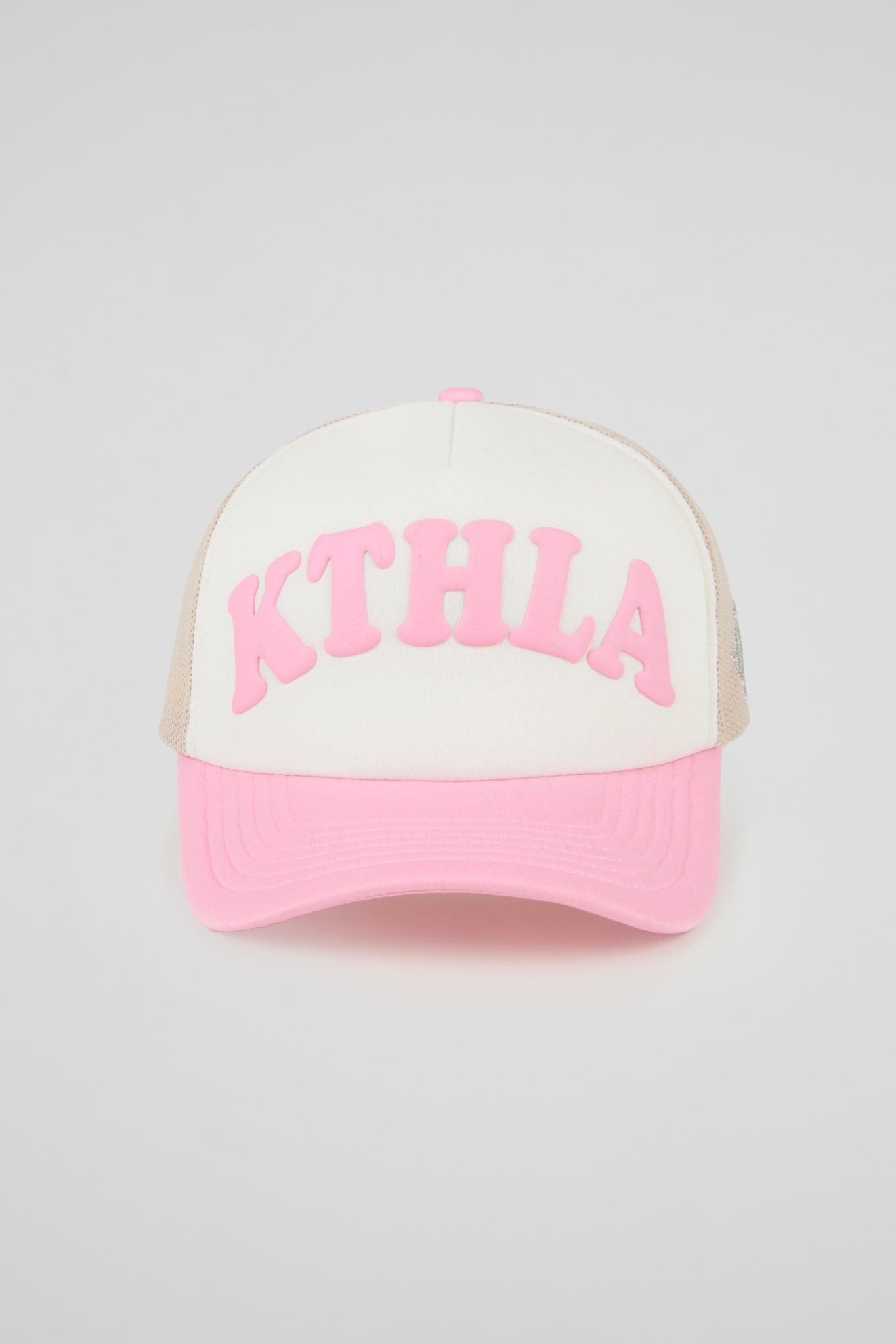 KTH KILL THE HYPE HAT - FOAM PINK & BEIGE TRUCKER HAT PINK