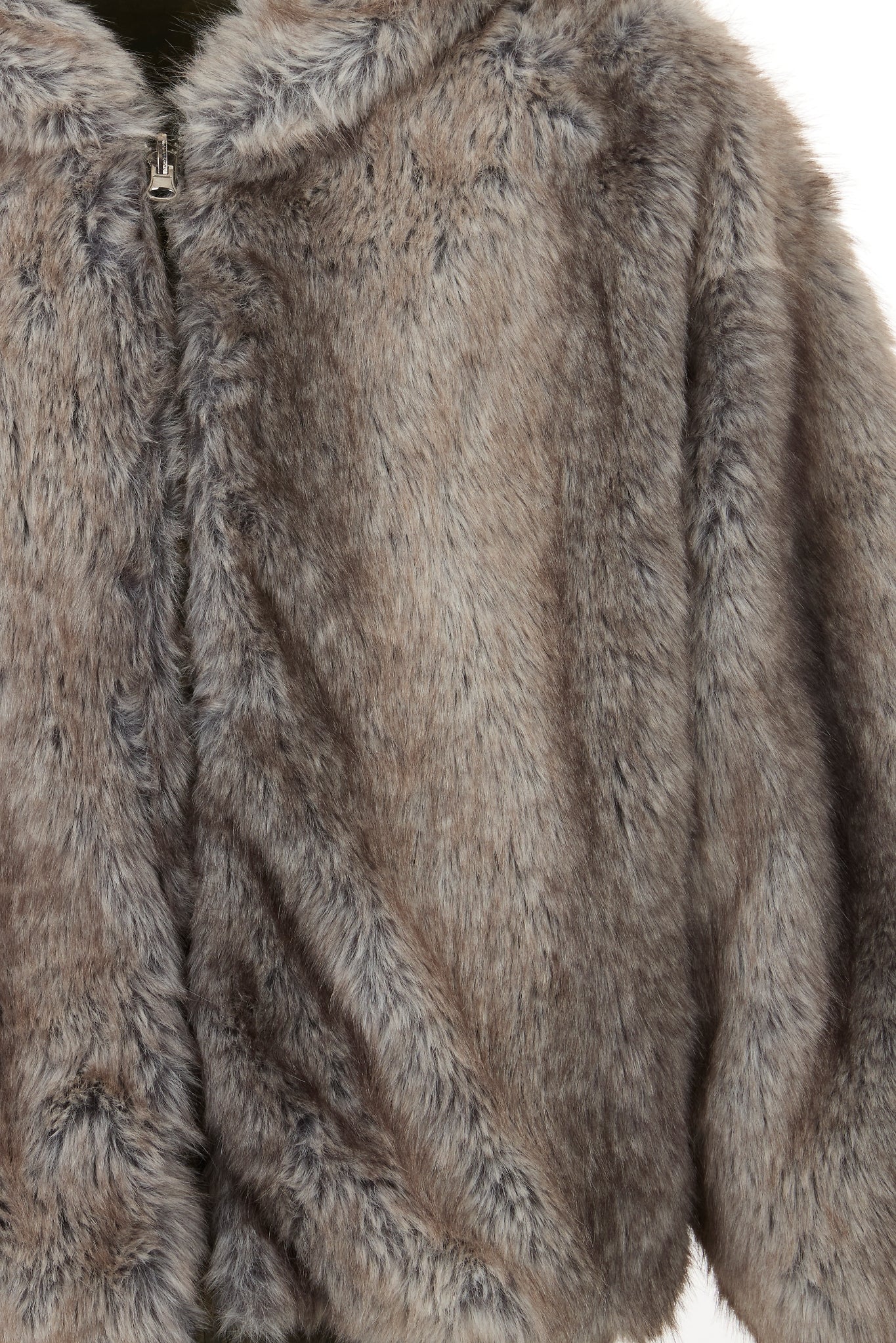 DUMIST - BEIGE FAUX FUR HOODED ZIP JACKET CAMO REVERSIBLE