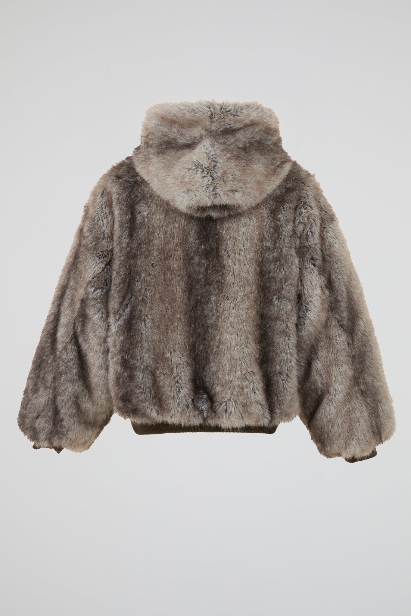 DUMIST - BEIGE FAUX FUR HOODED ZIP JACKET CAMO REVERSIBLE