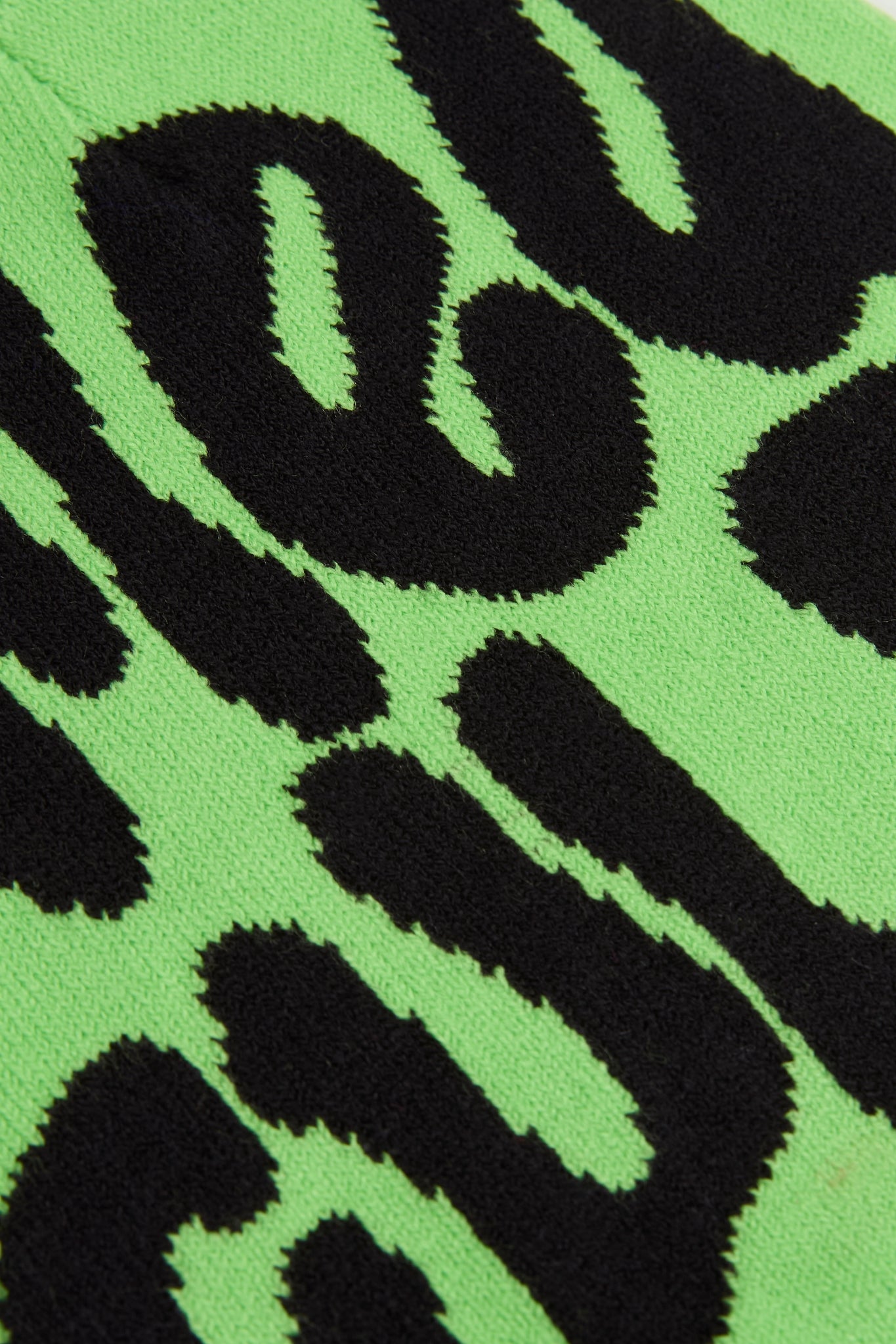 Mea Culpa Neon green & black Knitted Beanie