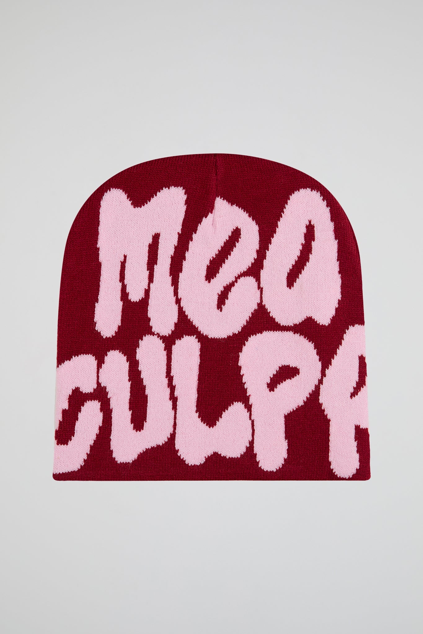 Mea Culpa Burgundy & Pink Knitted Beanie