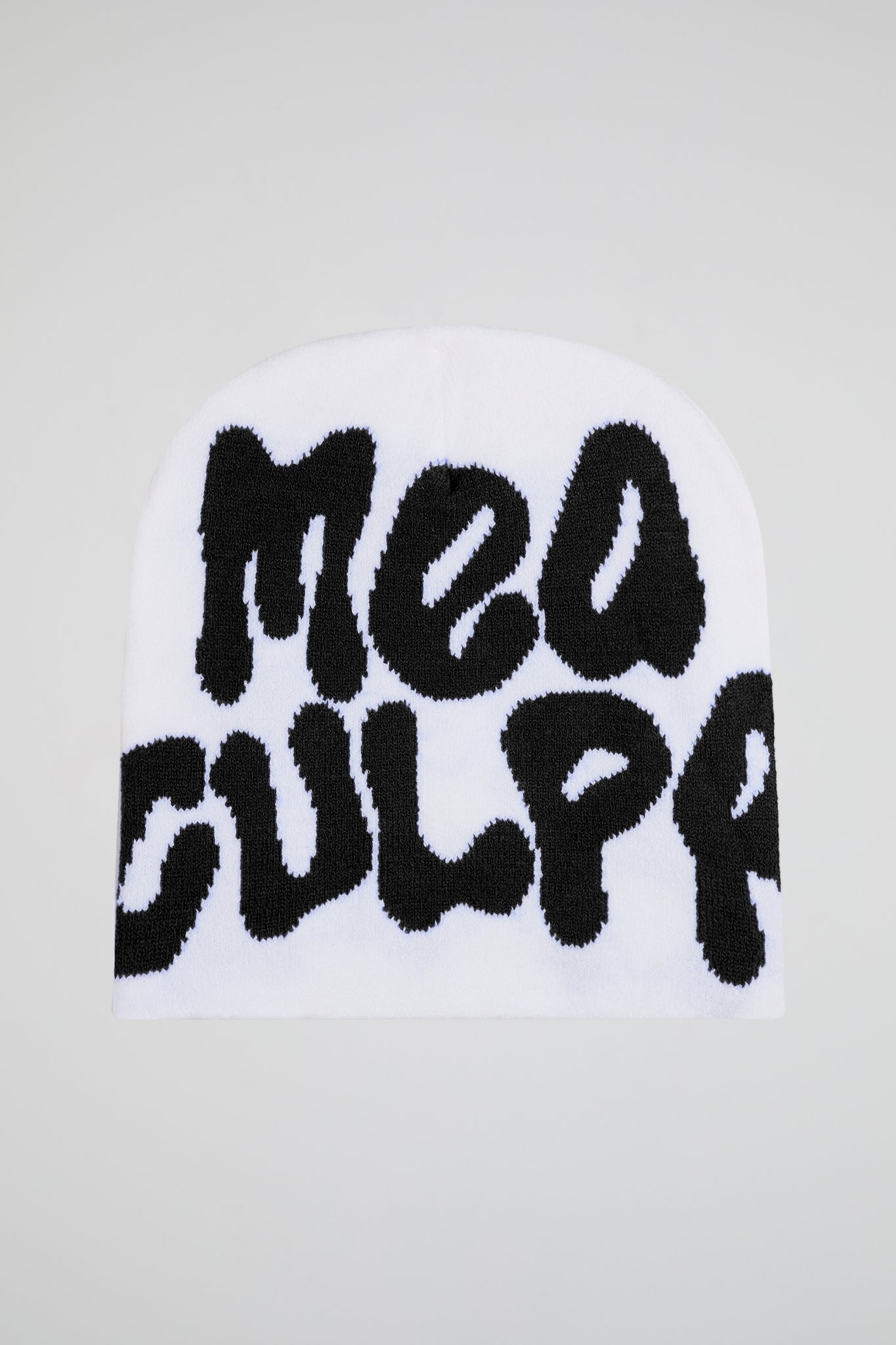 Mea Culpa White & Black Knitted Beanie