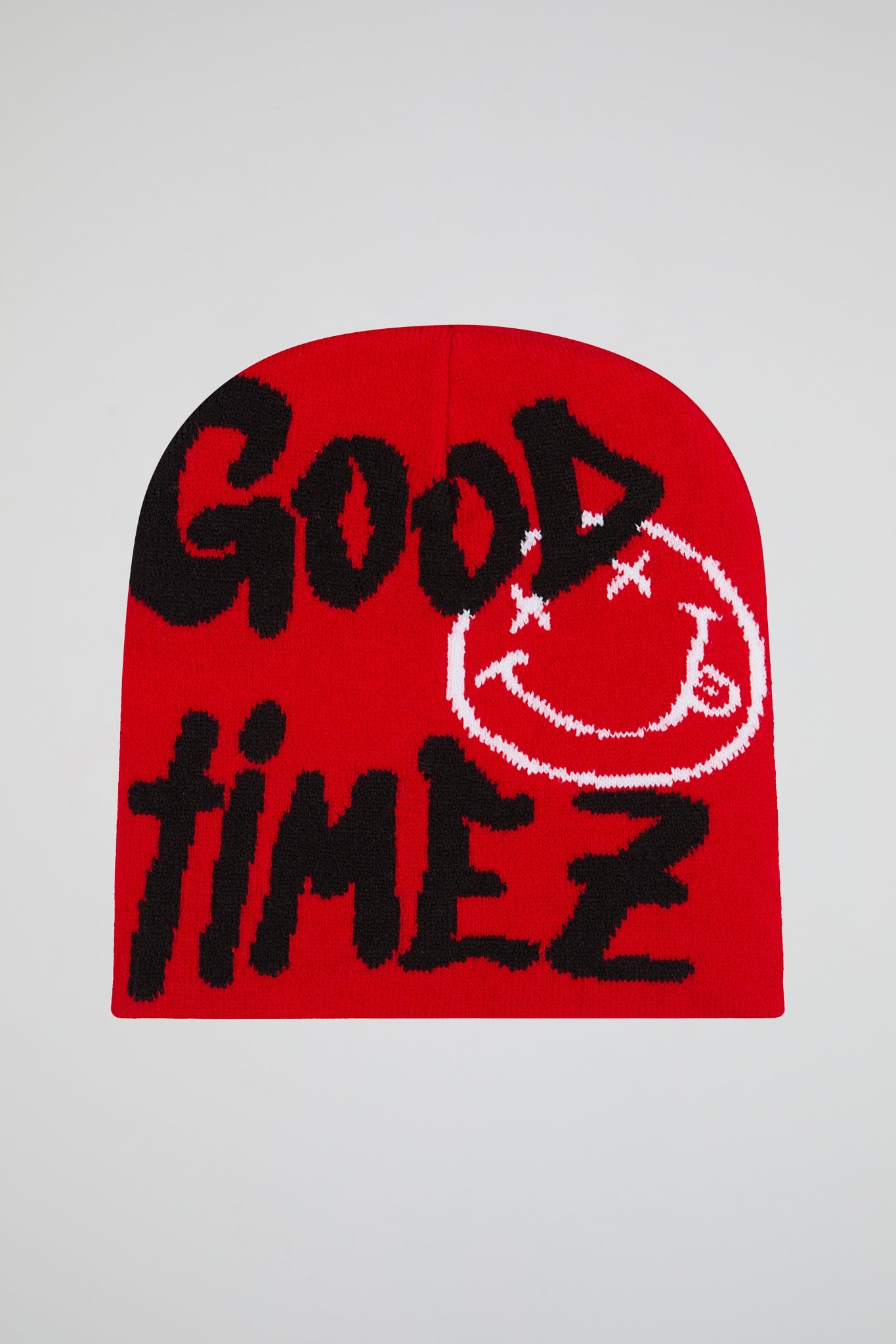 Good Timez Smiley Red Knitted Beanie
