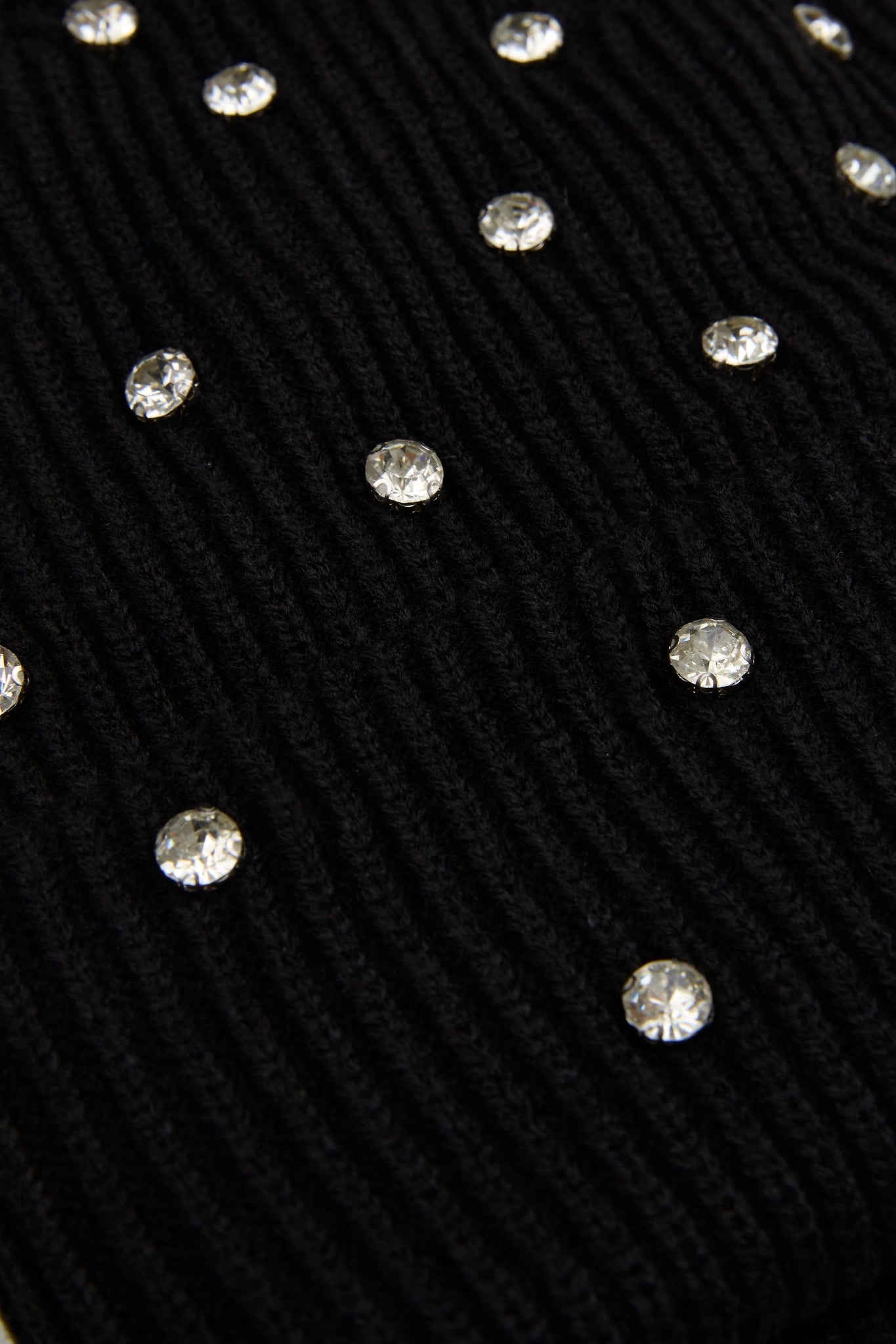 Rhinestone black lined beanie