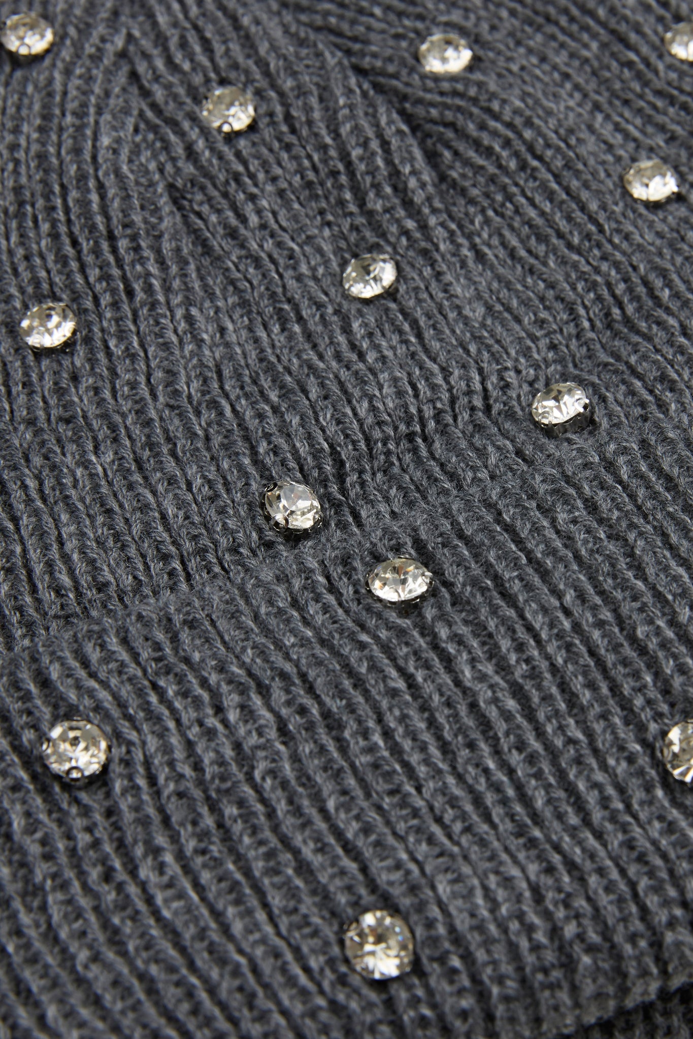 Rhinestone dark grey lined beanie