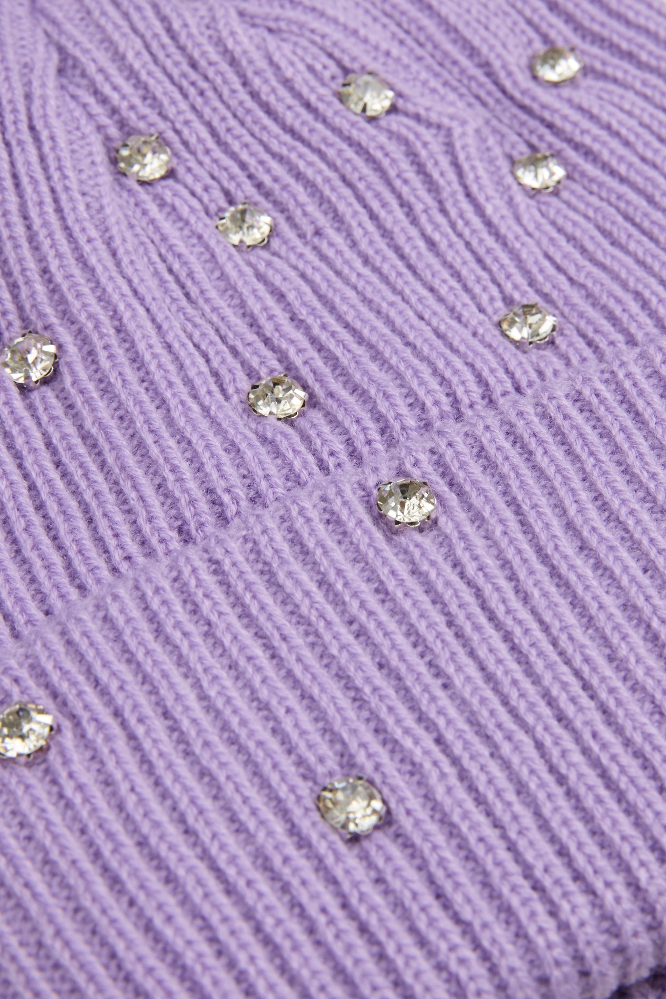 Rhinestone light purple lined beanie