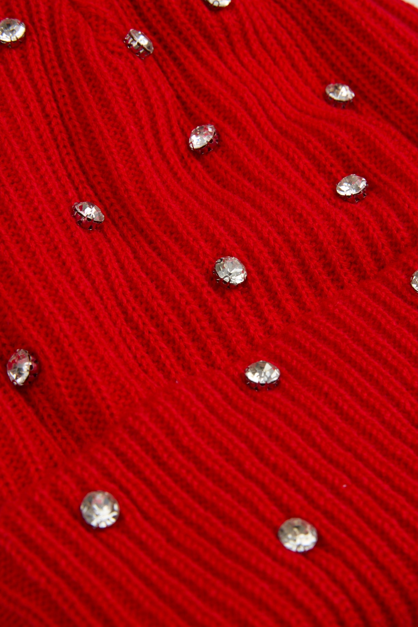 Rhinestone red lined beanie