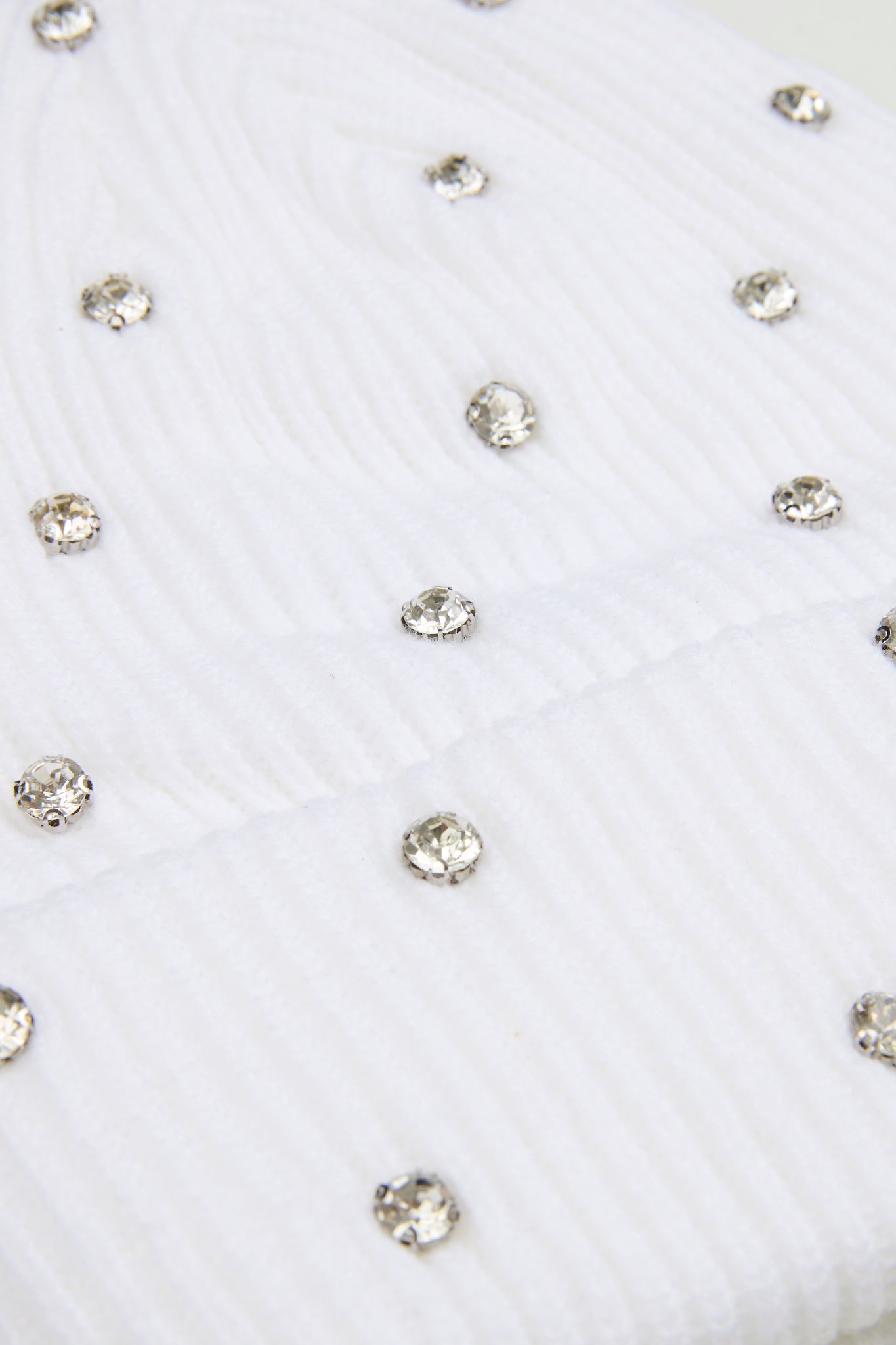 Rhinestone white lined beanie