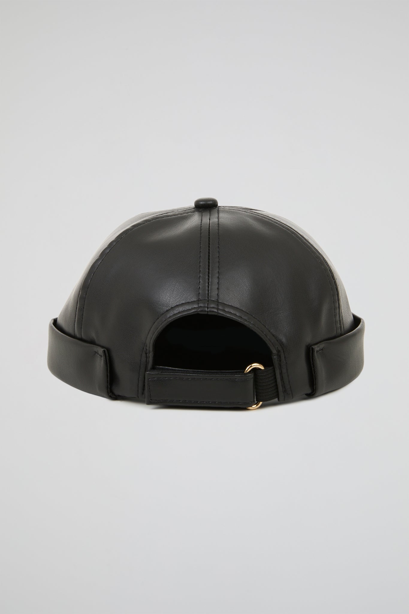 Docker Hat NY Black PU Leather
