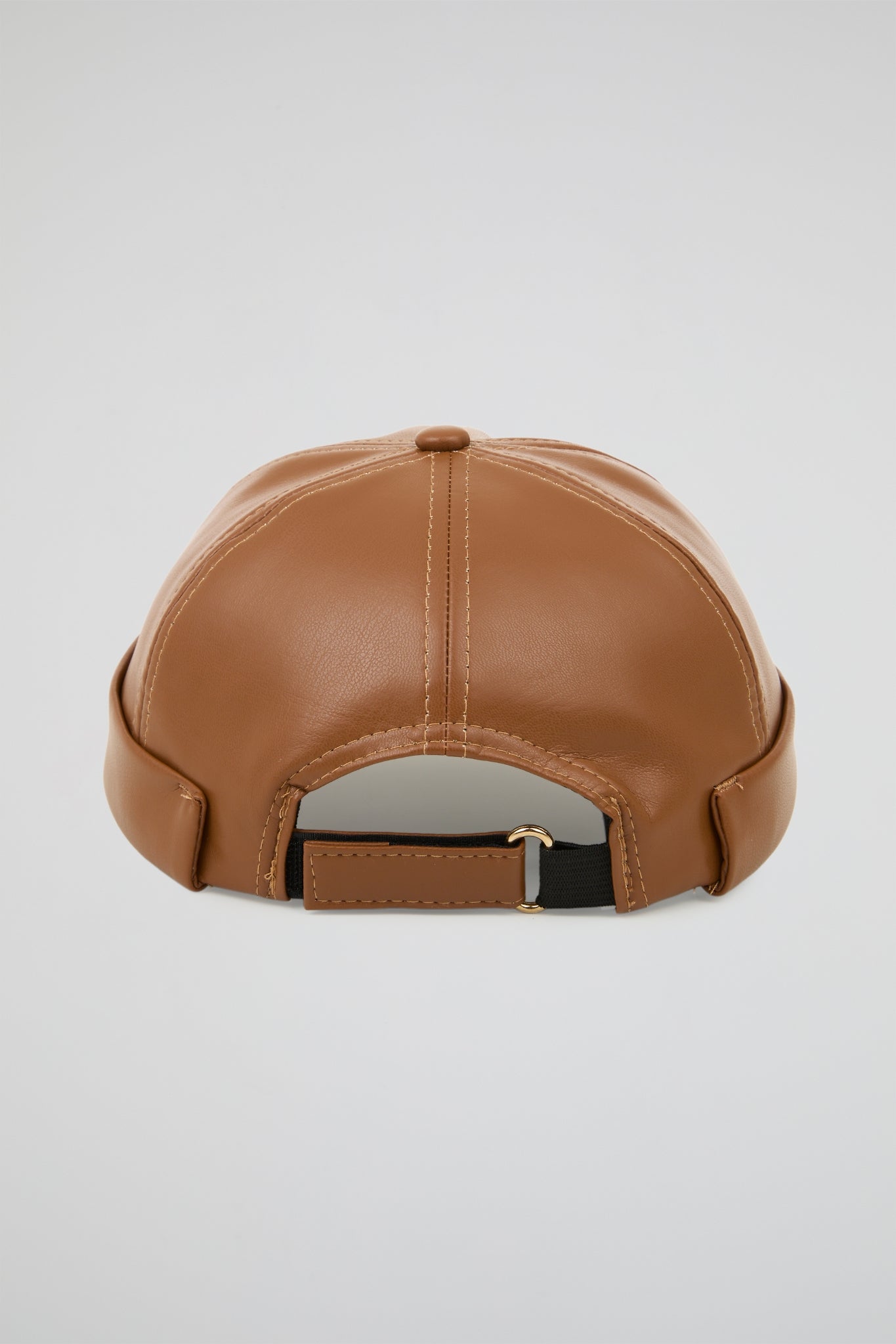 Docker Hat NY Light brown PU Leather
