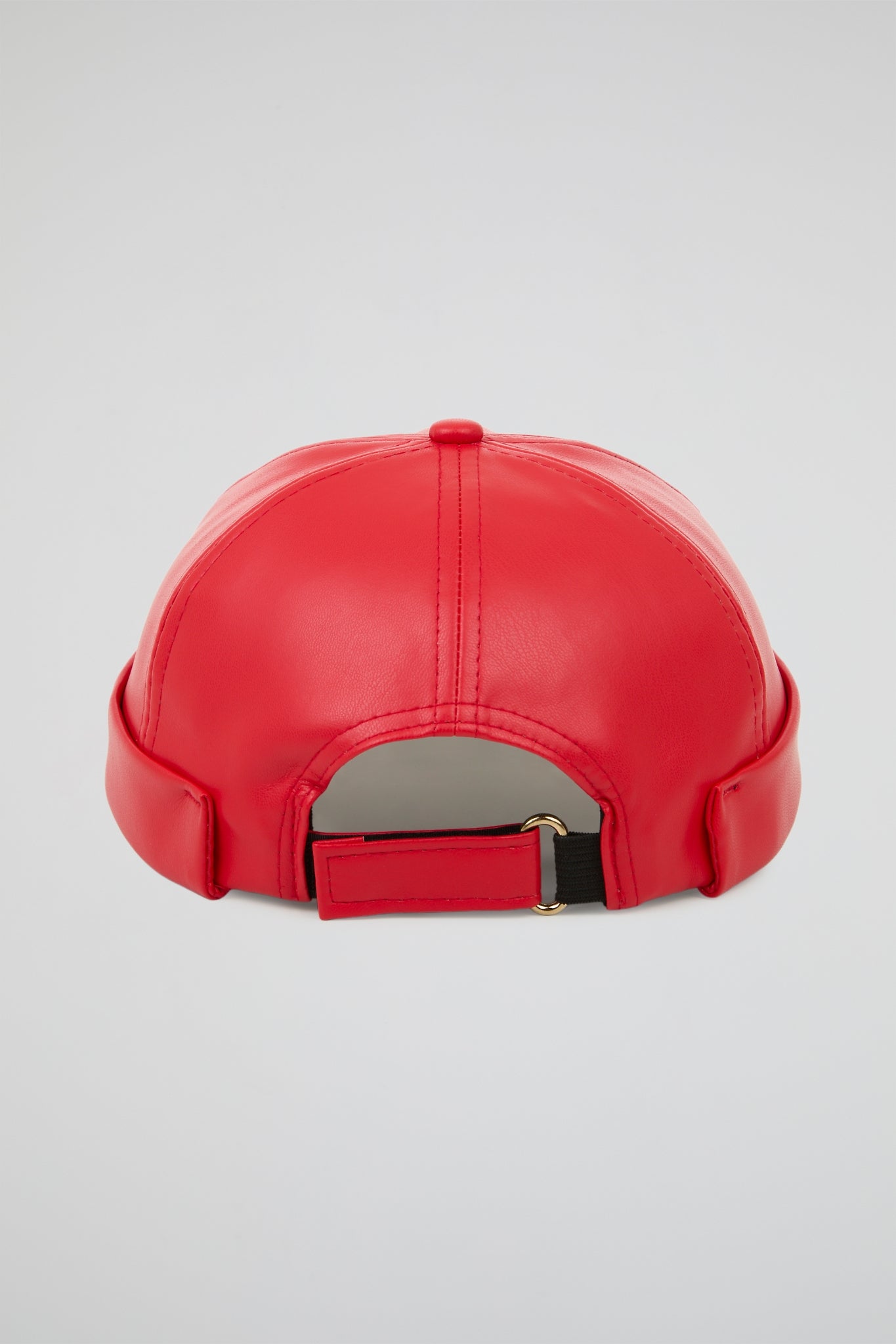 Docker Hat NY Red PU Leather