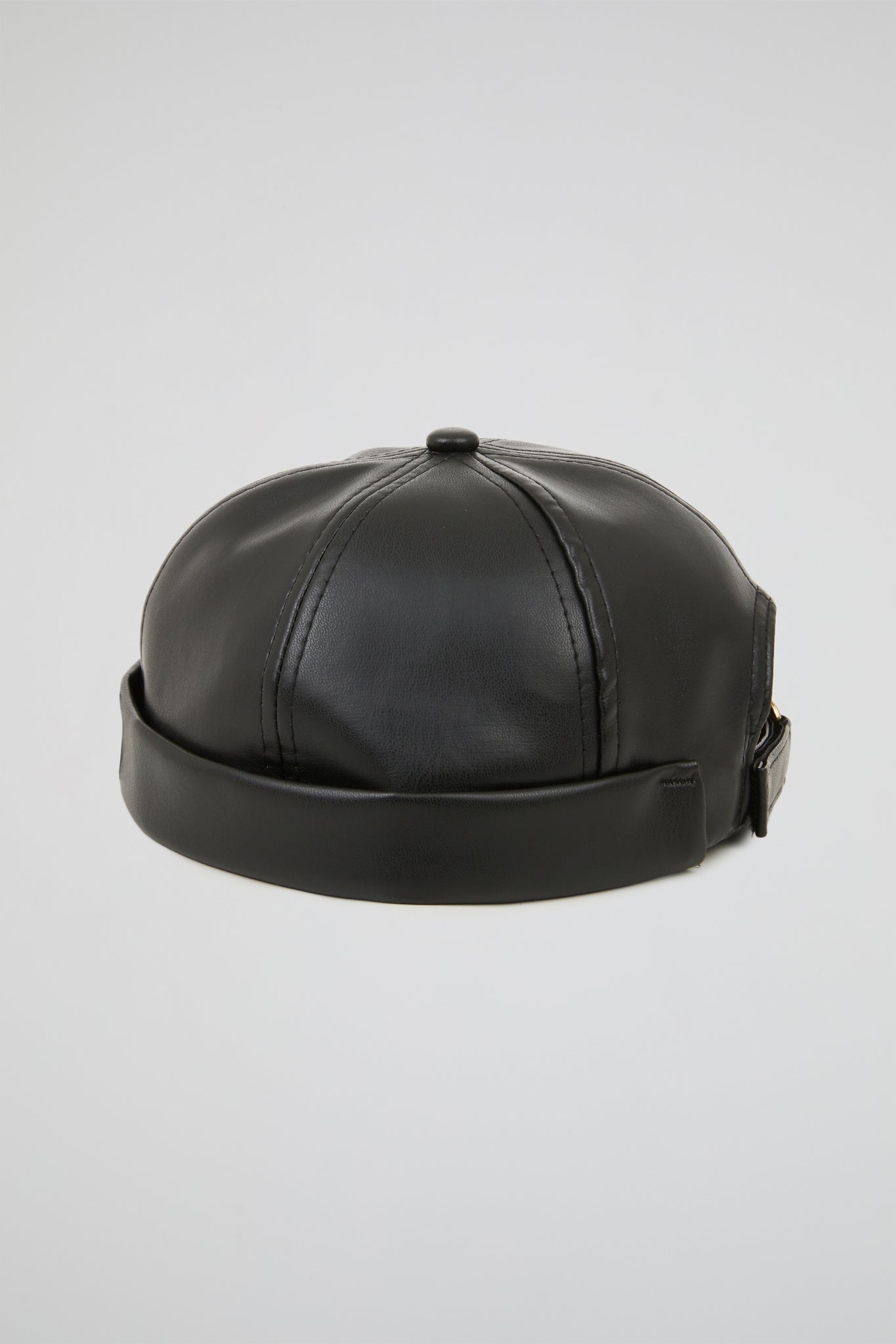 Black docker hat PU Leather
