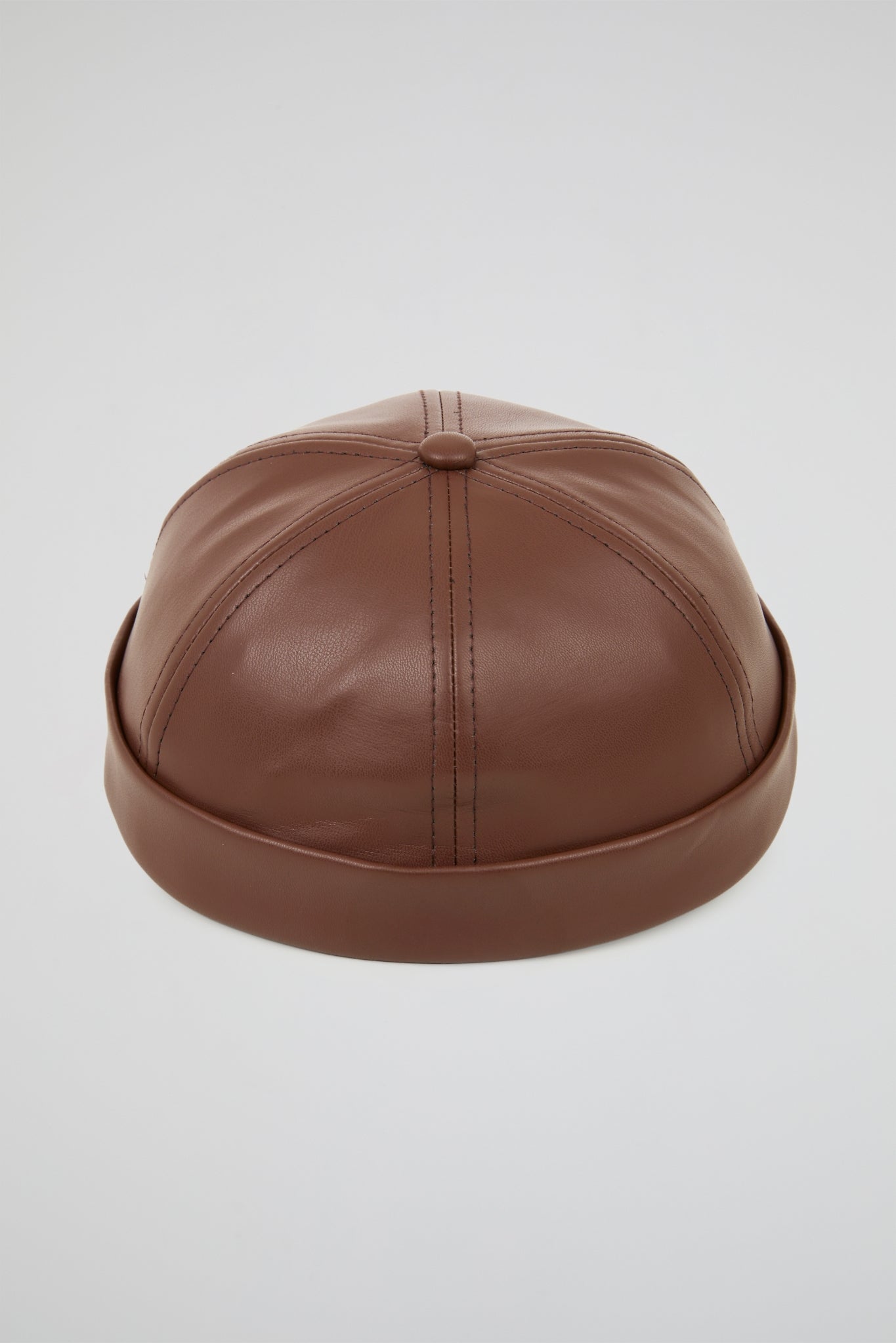 Dark brown docker hat PU Leather