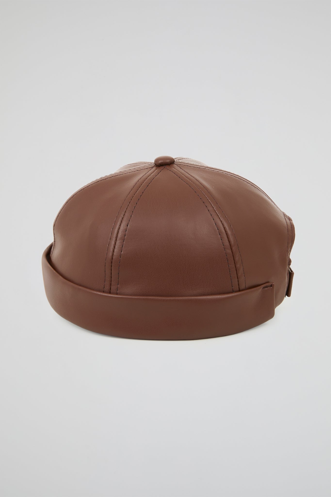 Dark brown docker hat PU Leather