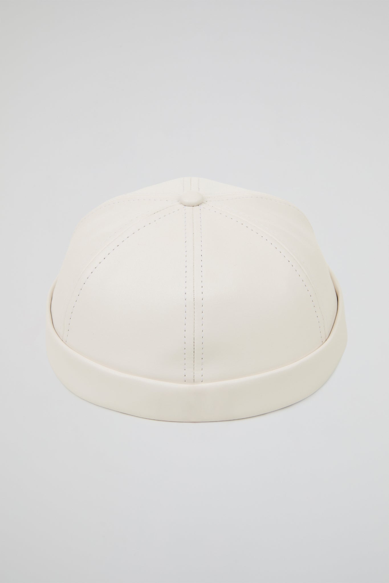 White docker hat PU Leather