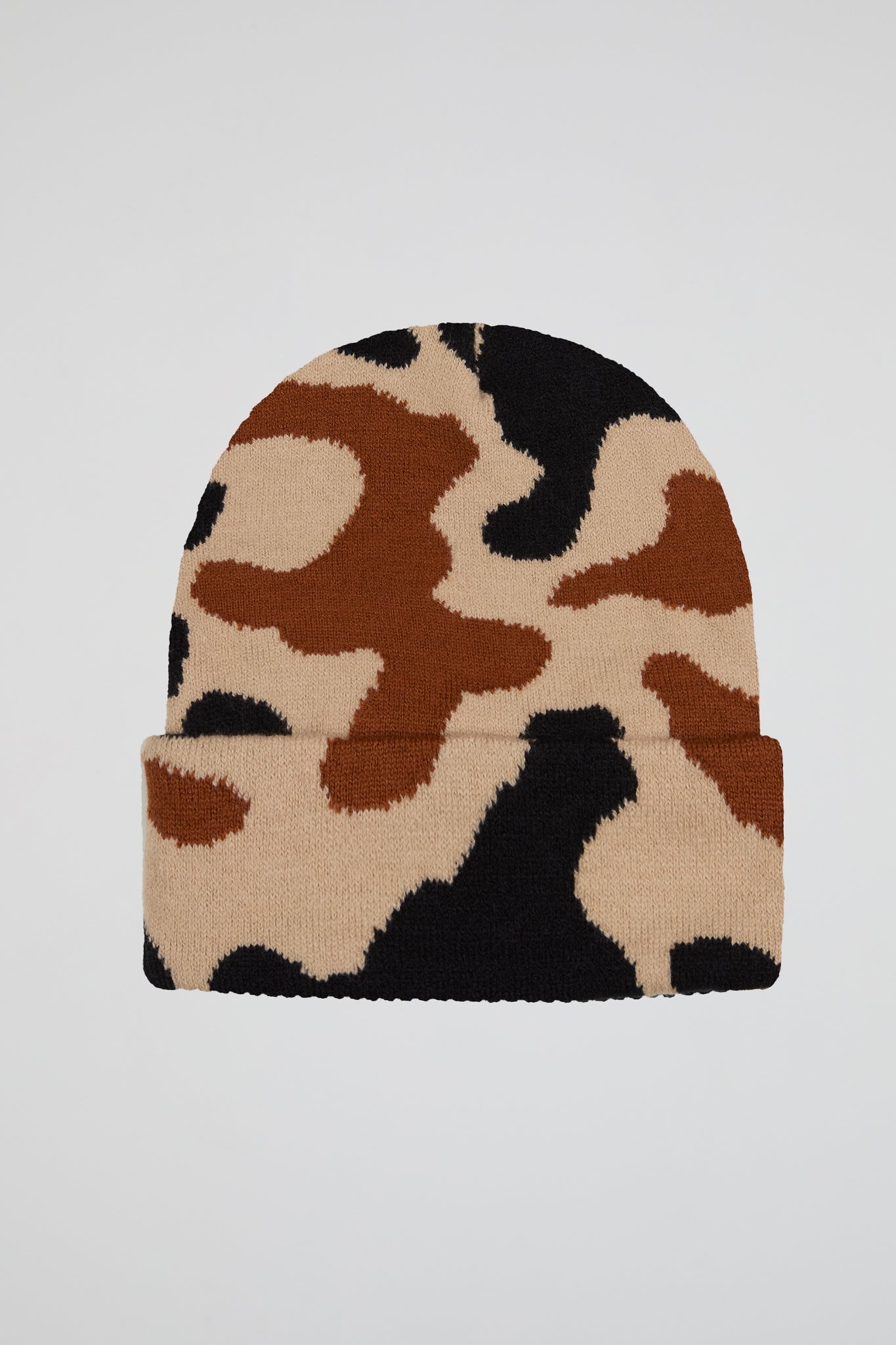 Beige-Brown Camouflage Knitted Beanie