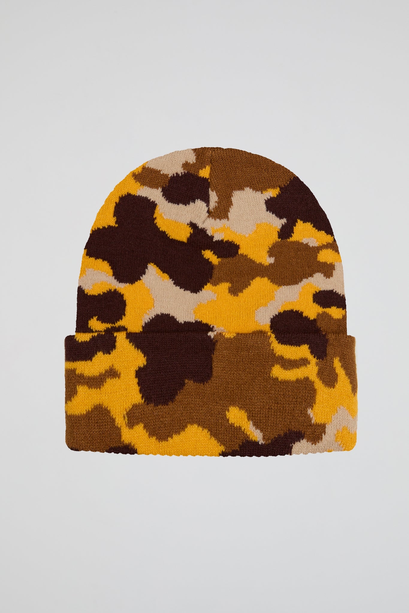 Yellow-Brown Camouflage Knitted Beanie