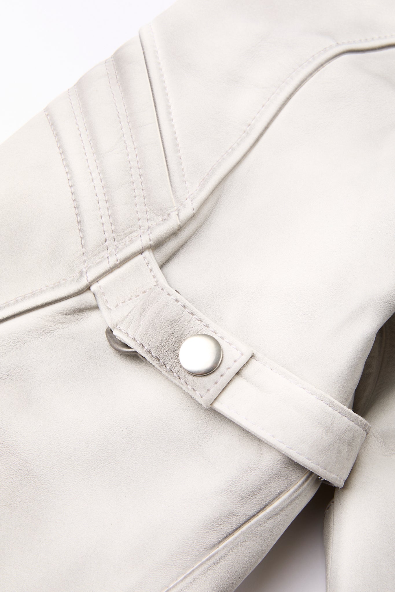 Dumist White Leather Biker Jacket