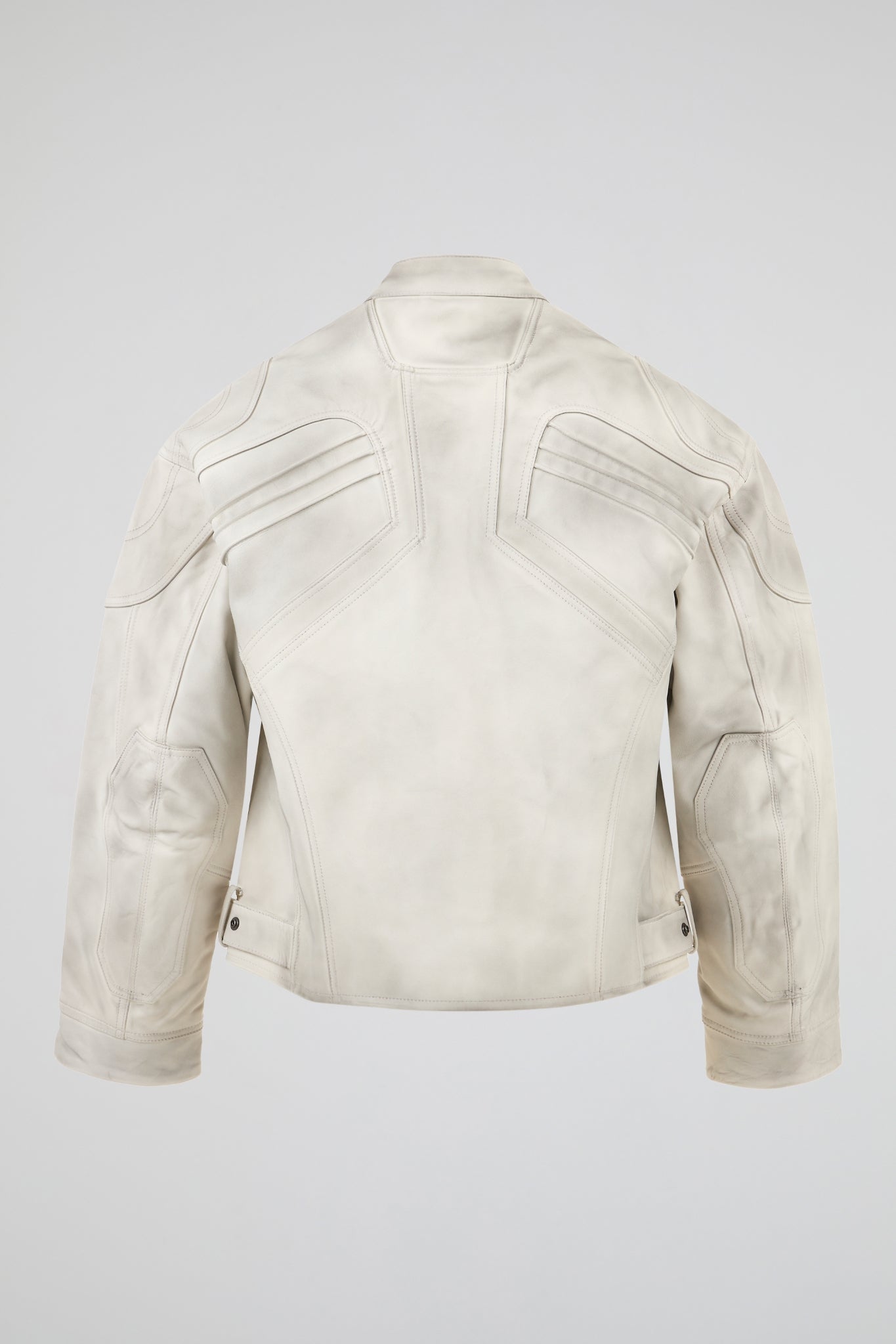 Dumist – White Leather Biker Jacket