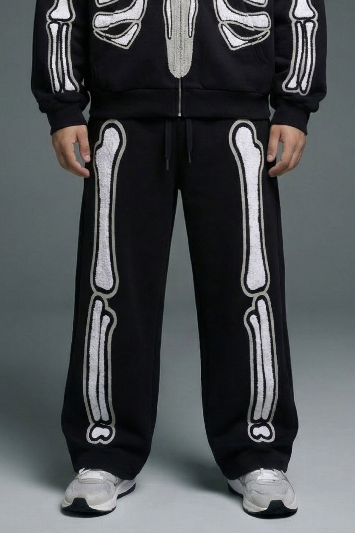 BHYPE BLACK & WHITE SKELETON CHENILLE SWEATPANTS