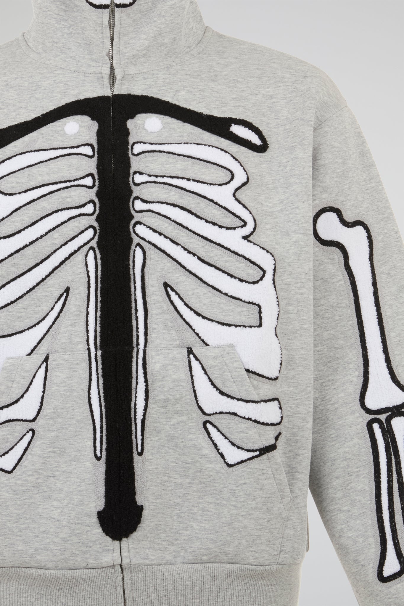 BHYPE GREY & WHITE SKELETON CHENILLE ZIP HOODIE
