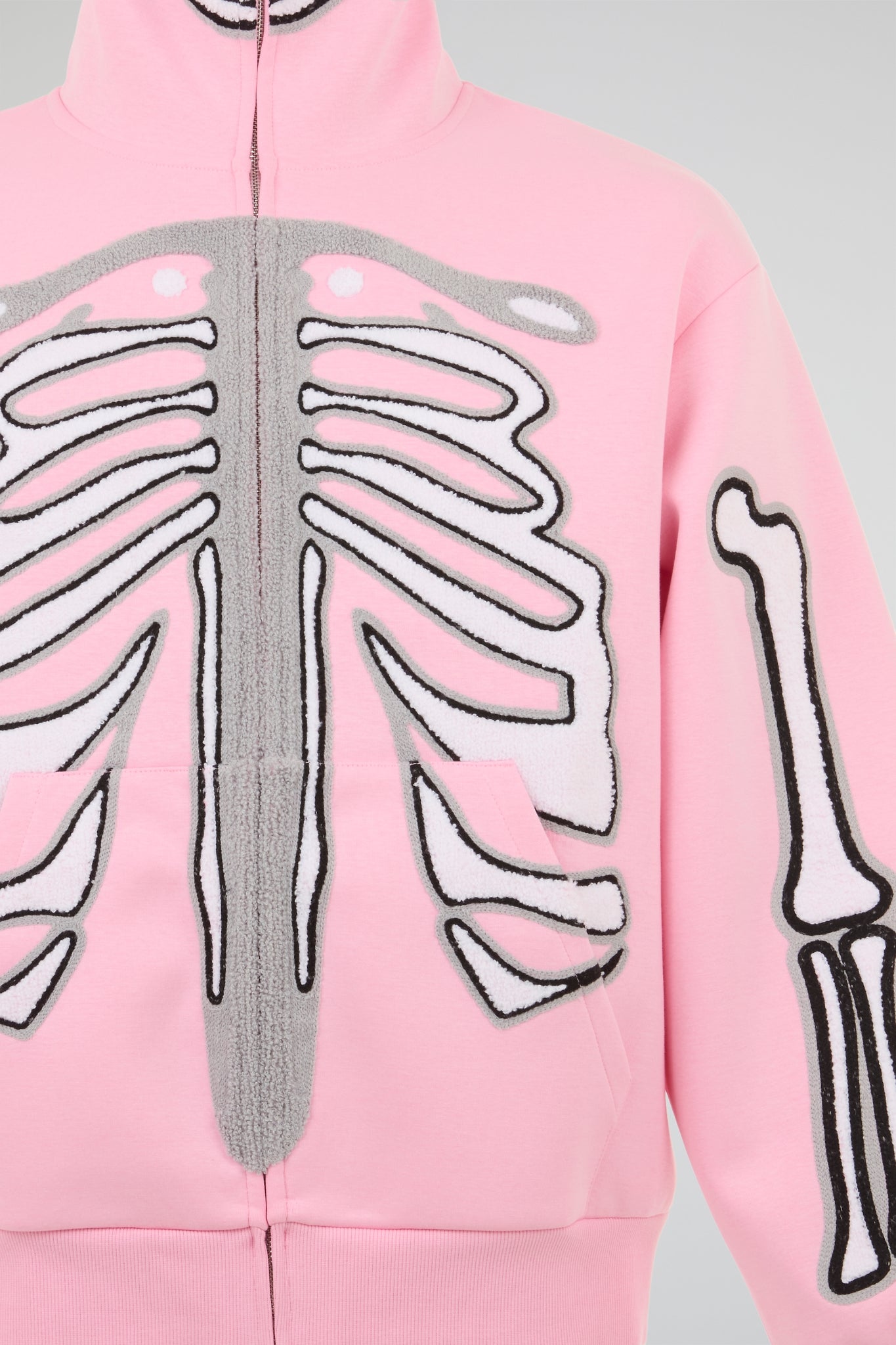 BHYPE PINK & WHITE SKELETON CHENILLE ZIP HOODIE