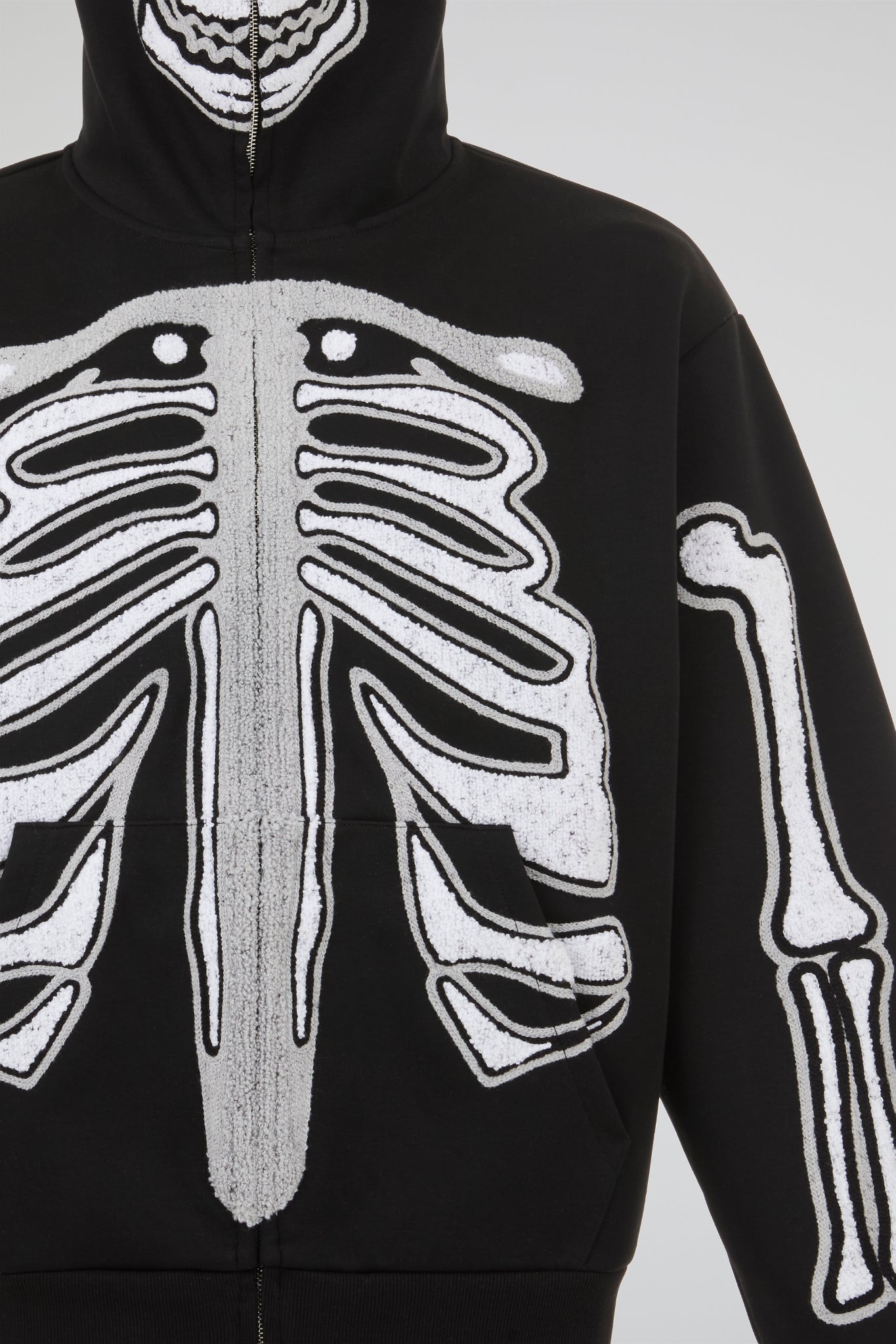 BHYPE BLACK & WHITE SKELETON CHENILLE ZIP HOODIE (KIDS)