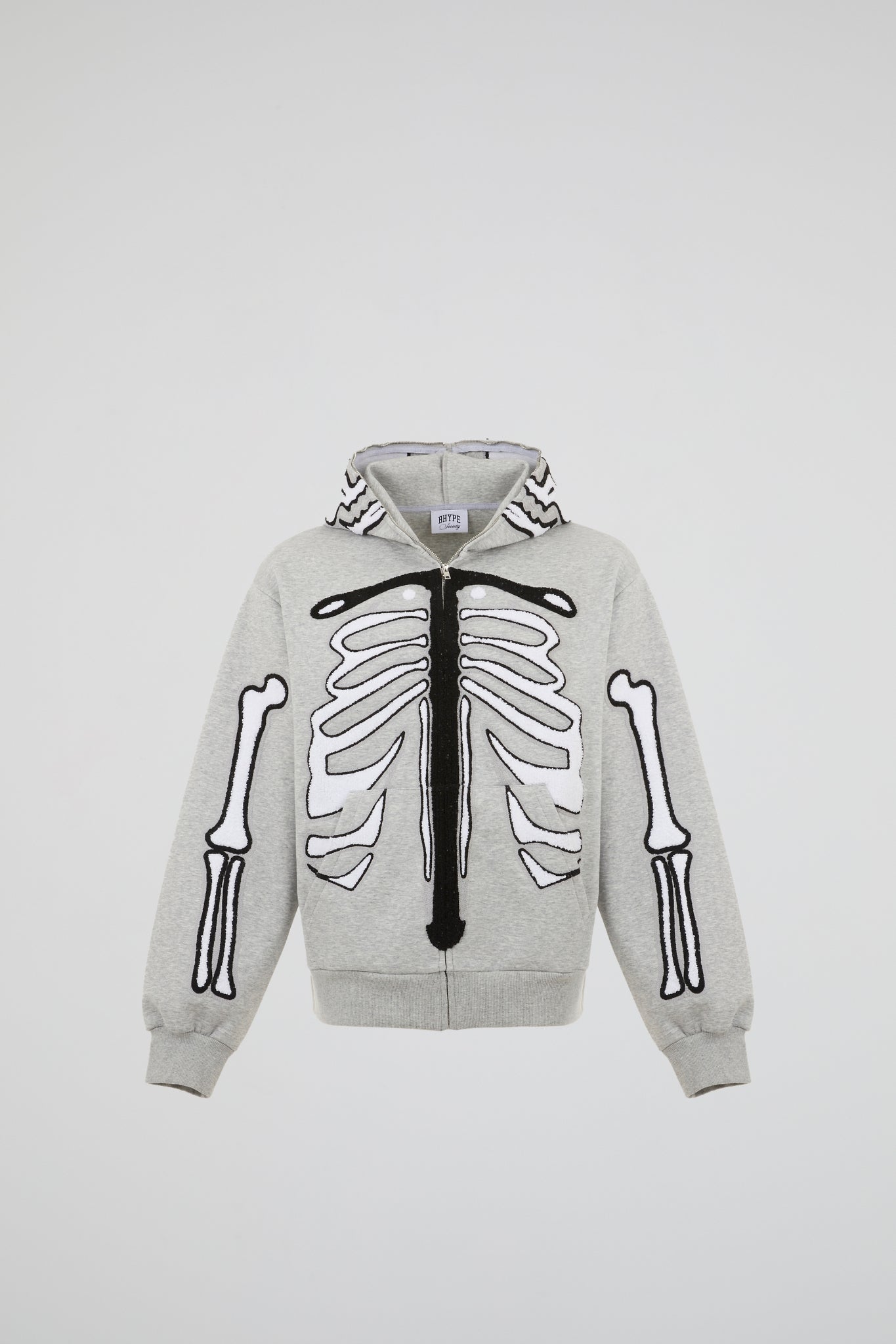BHYPE PINK & WHITE SKELETON CHENILLE ZIP HOODIE (KIDS)