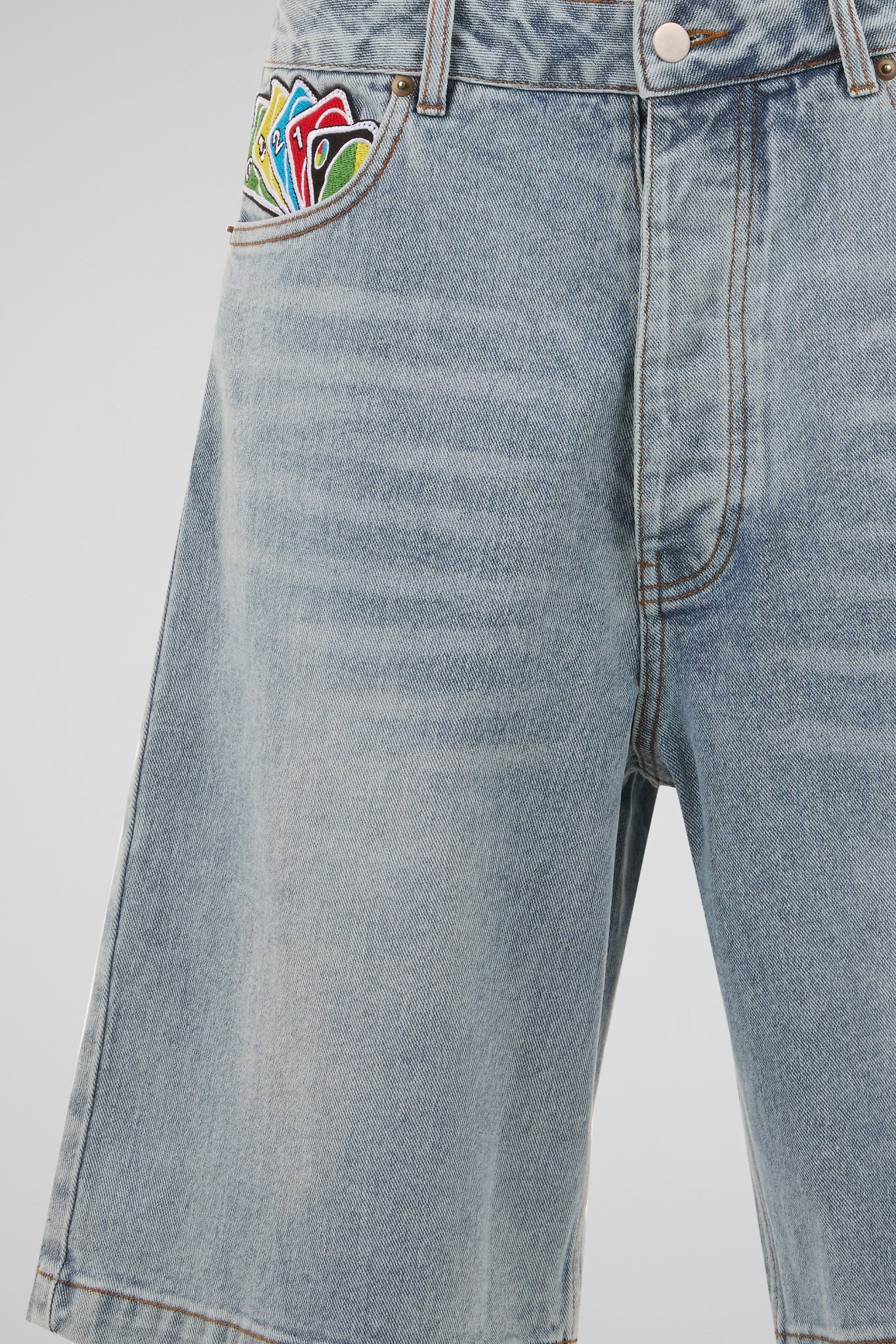 BHYPE x UNO® Embroidered Card Denim Shorts