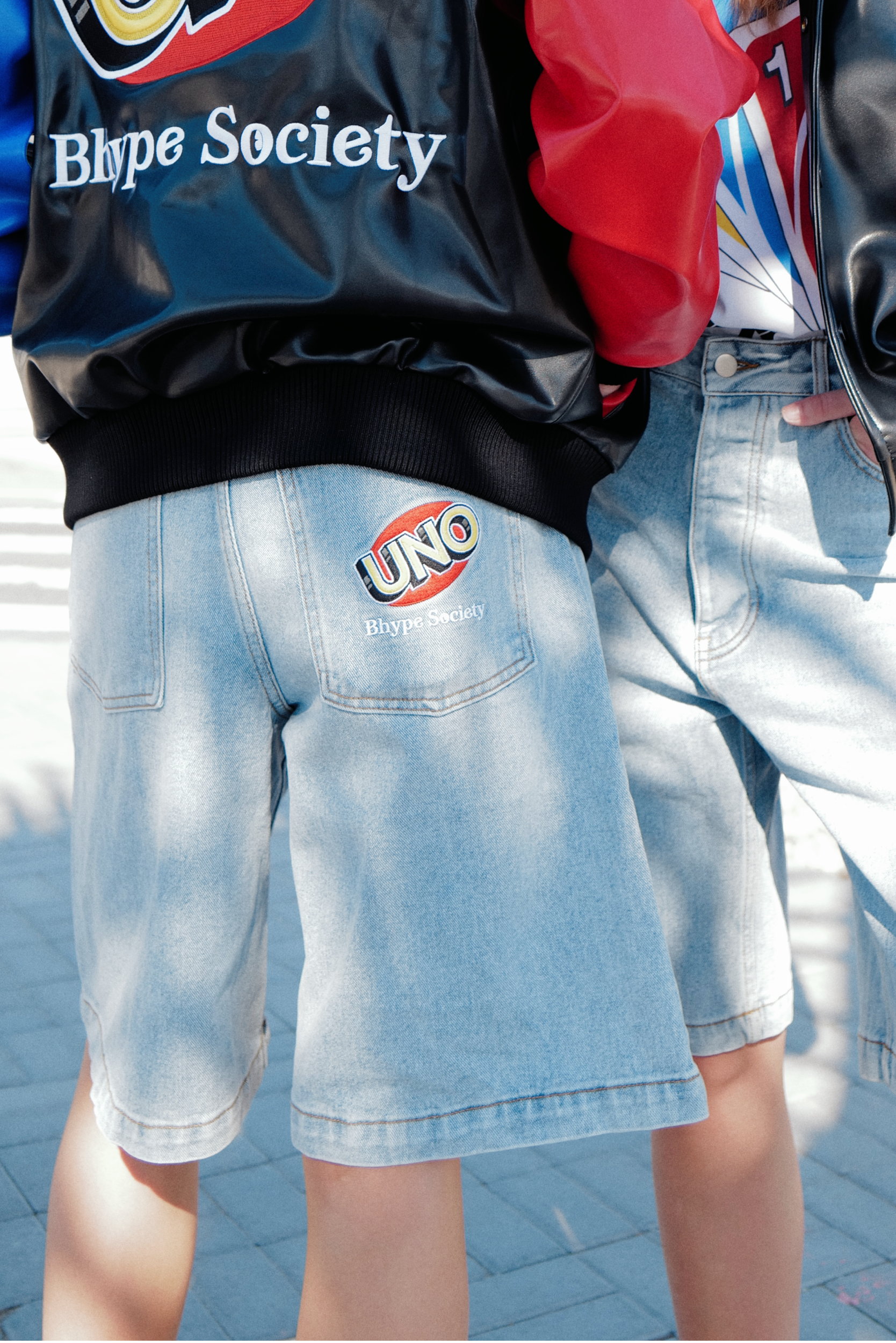 BHYPE x UNO® Embroidered Card Denim Shorts