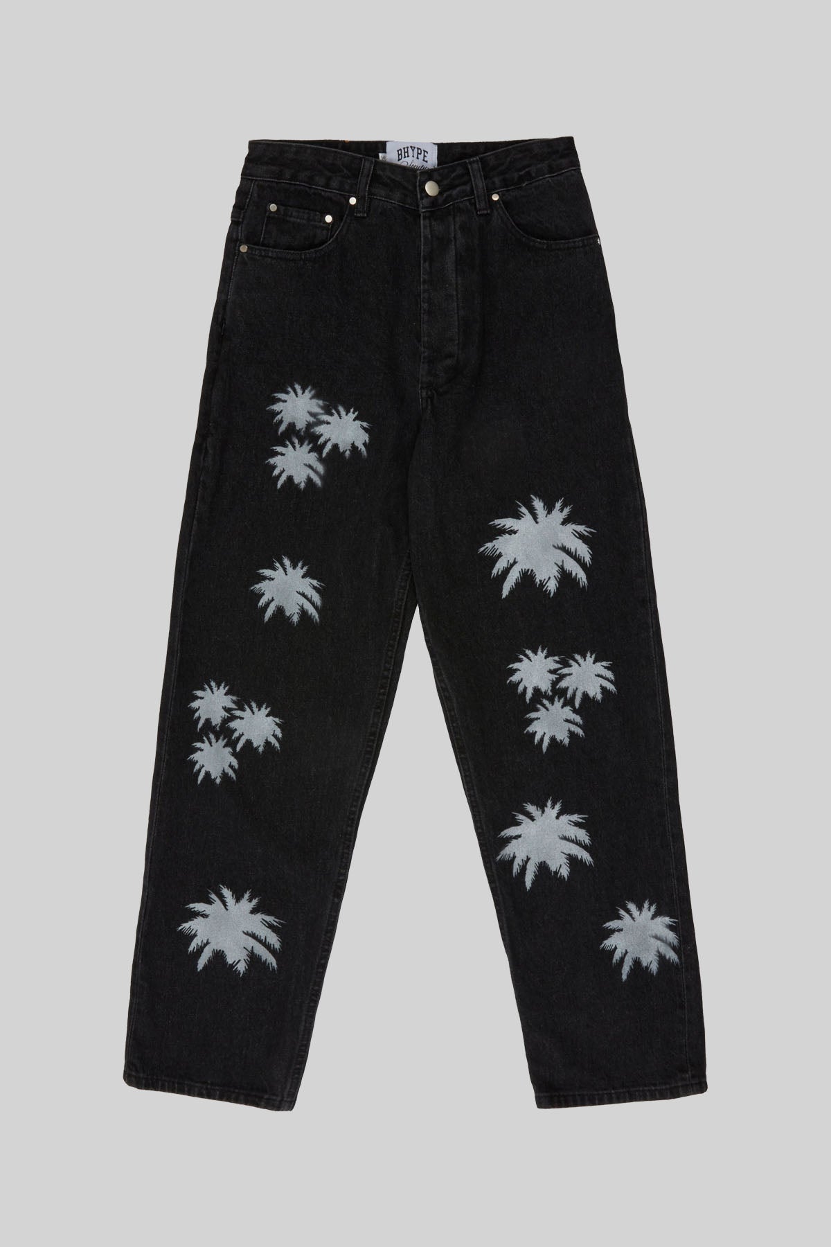 BHYPE SOCIETY BLACK DENIM JEANS - PALM LOGOS