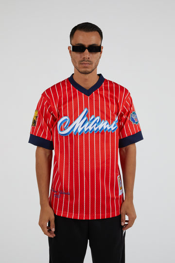 Headgear - Miami Giants Red Pullover Pinstripe Jersey
