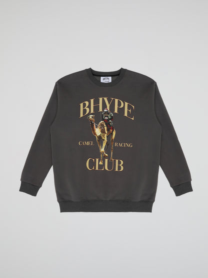 BHYPE CAMEL RACING CLUB GREY WASHED CREWNECK SWEATSHIRT