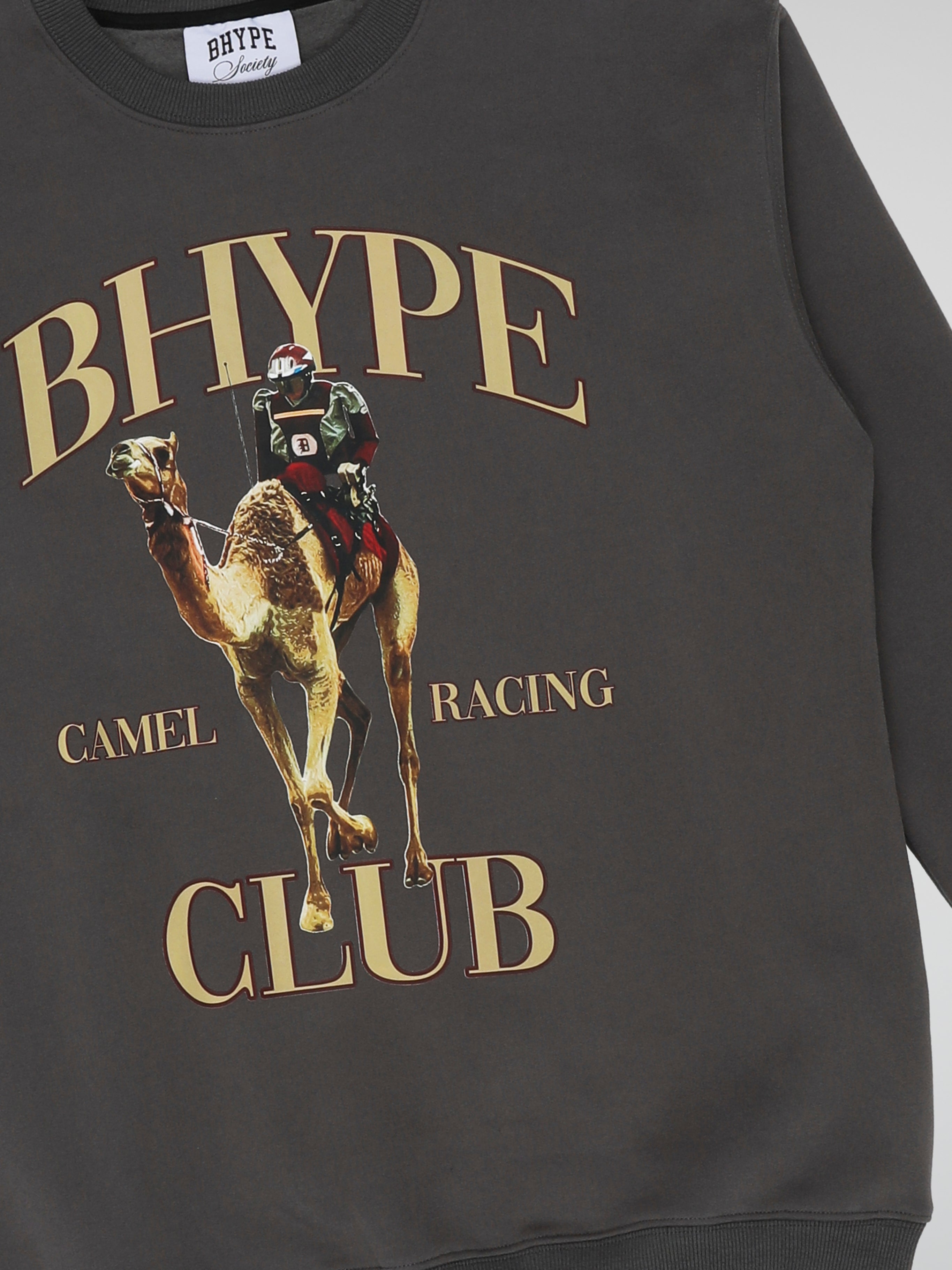 BHYPE CAMEL RACING CLUB GREY WASHED CREWNECK SWEATSHIRT