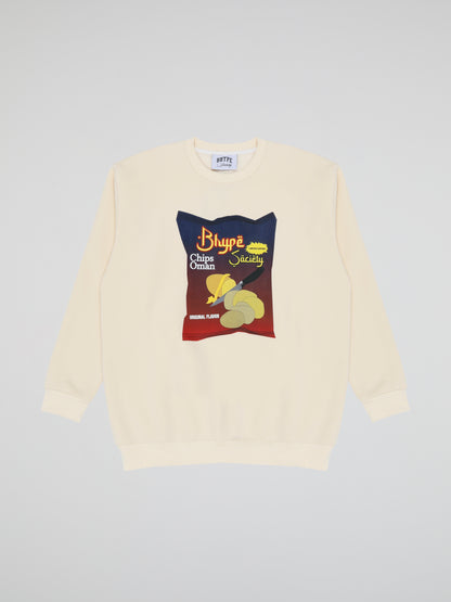 BHYPE SOCIETY CHIPS BEIGE CREWNECK SWEATSHIRT