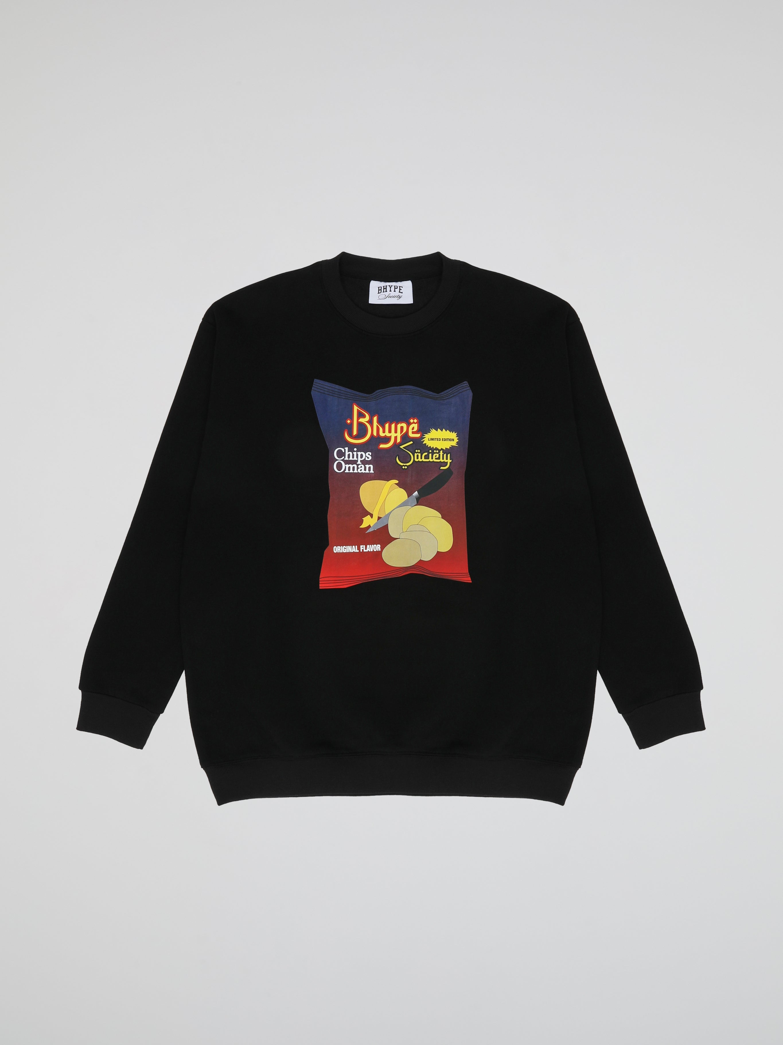 BHYPE SOCIETY CHIPS BLACK CREWNECK SWEATSHIRT