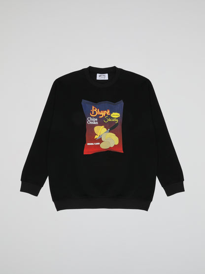 BHYPE SOCIETY CHIPS BLACK CREWNECK SWEATSHIRT