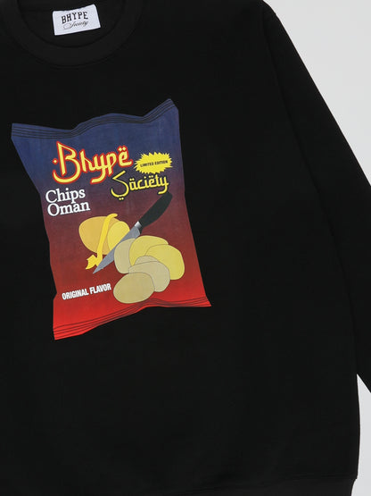 BHYPE SOCIETY CHIPS BLACK CREWNECK SWEATSHIRT