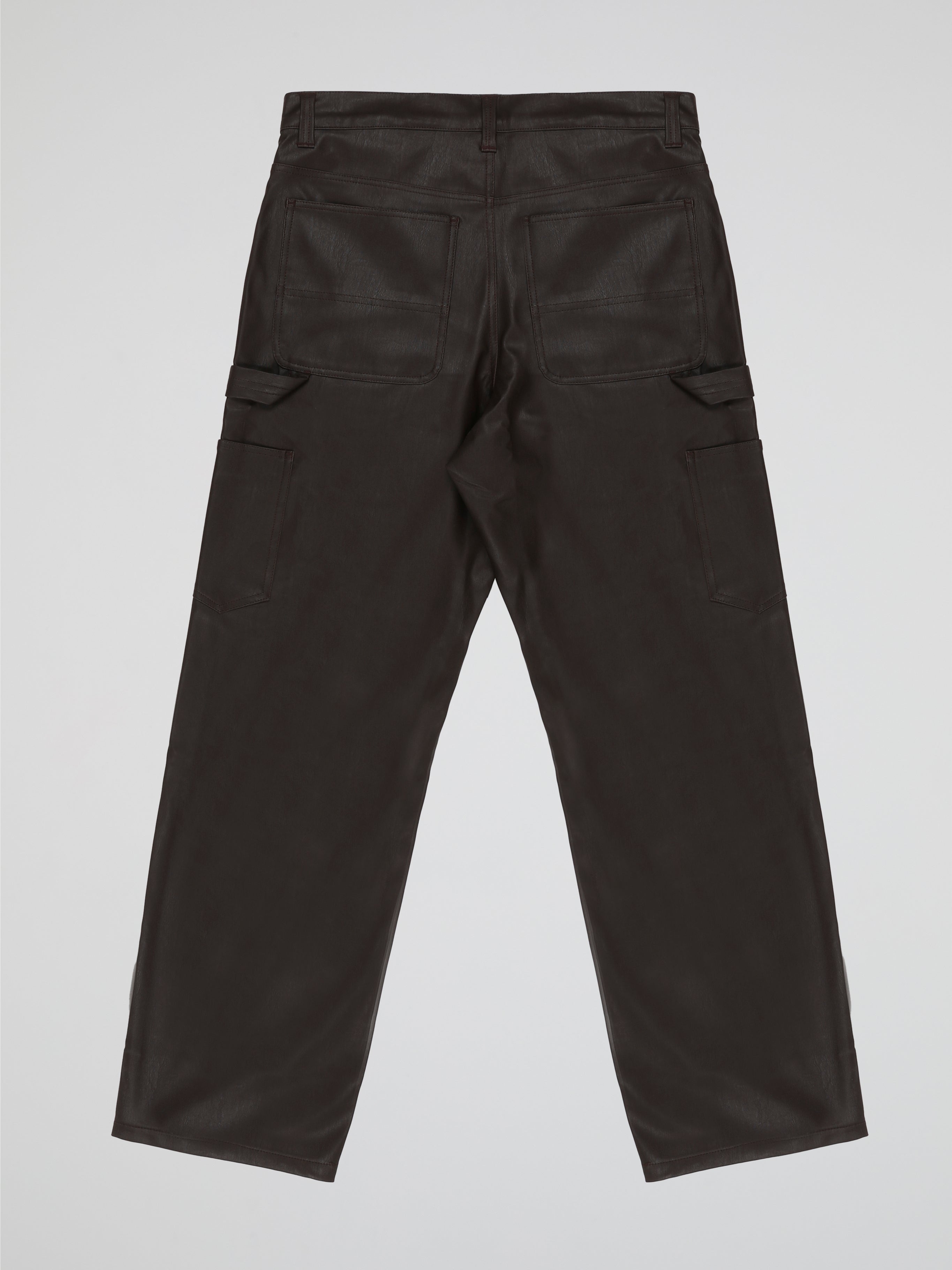 BHYPE SOCIETY DARK BROWN BAGGY LEATHER PANTS