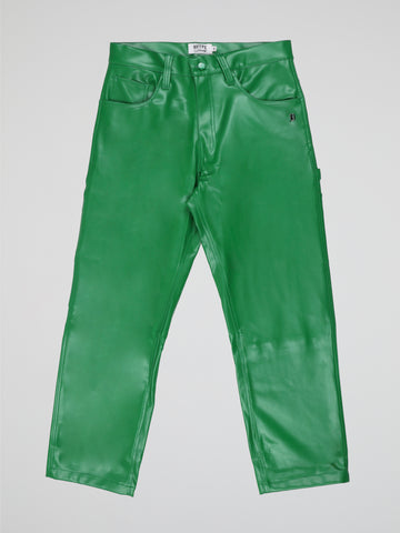 BHYPE SOCIETY GREEN BAGGY LEATHER PANTS
