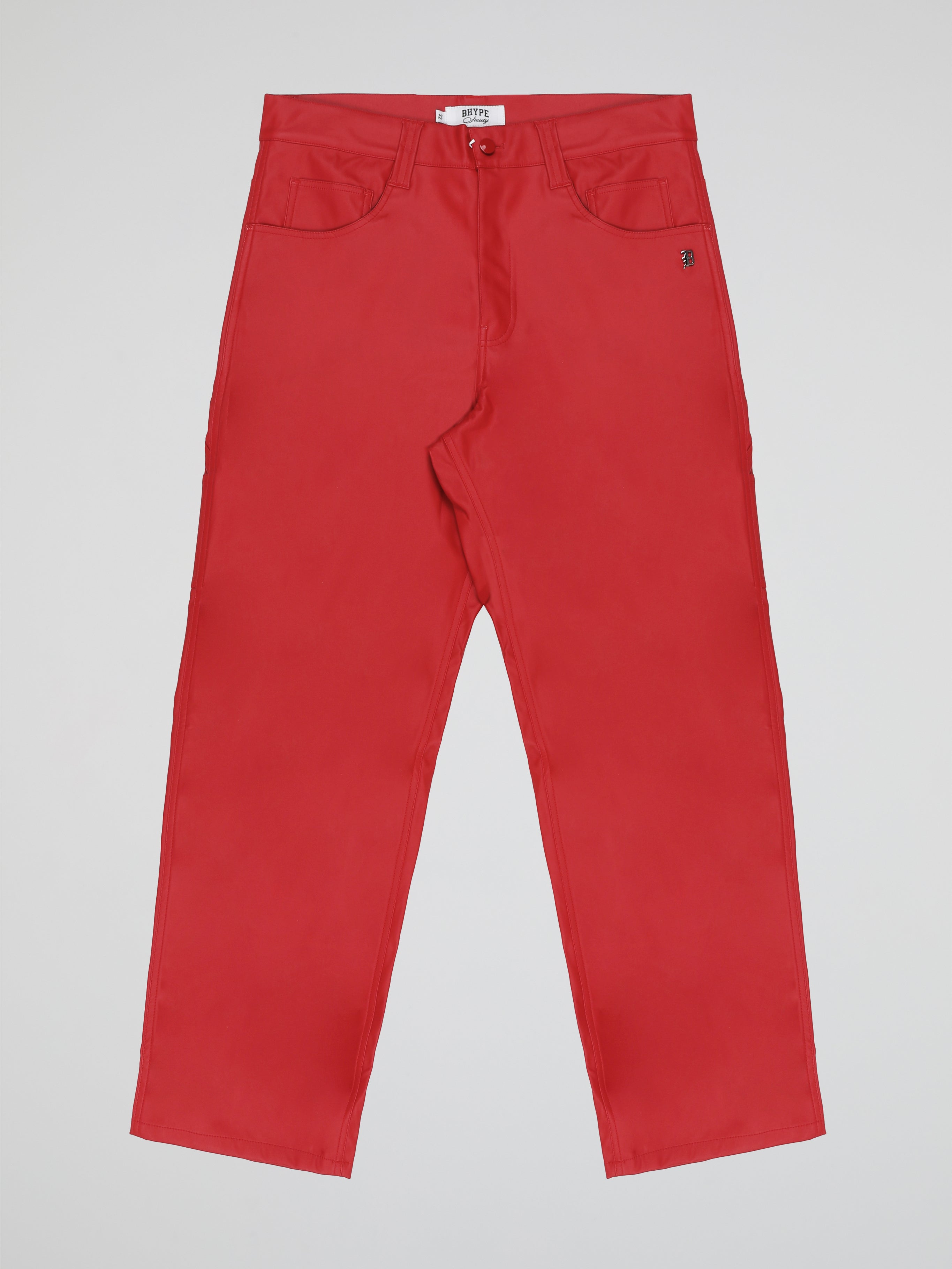 BHYPE SOCIETY RED BAGGY LEATHER PANTS