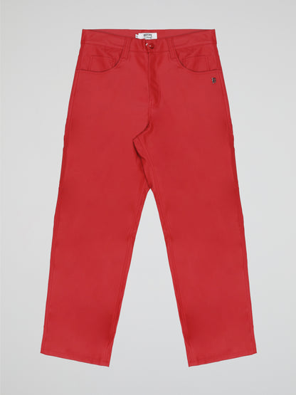 BHYPE SOCIETY RED BAGGY LEATHER PANTS