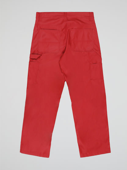 BHYPE SOCIETY RED BAGGY LEATHER PANTS