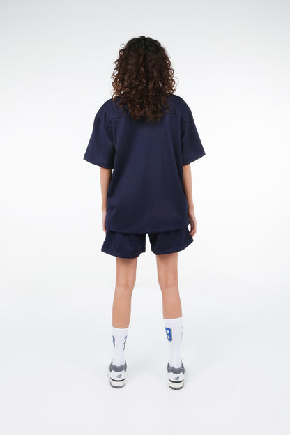 BHYPE SOCIETY NAVY BLUE MESH SHORT & SHIRT SET